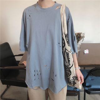 Rip Elbow-sleeve T-shirt