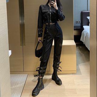 Buckled Zip Jacket / Harem Pants / Set