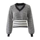 Striped Sweater 8833 - Stripes - Black & White - One Size