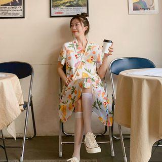 Printed Short-sleeve Shirt / Sleeveless Dress / Shirt Dress