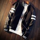 Patch Embroidered Jacket/ Striped Zip Jacket