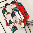 Printed Open Front 3/4-sleeve Jacket