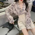 Long-sleeve Snake Print Shirt / Wide-leg Shorts
