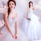 Ruffle Strappy Wedding Ball Gown