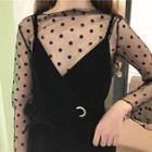 Dotted Long Sleeve Mesh Top