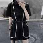 Short-sleeve Buckled Shirt Playsuit