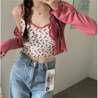 Floral Print Crop Camisole Top / Jacket