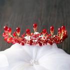 Wedding Beaded Tiara Red & Gold - One Size