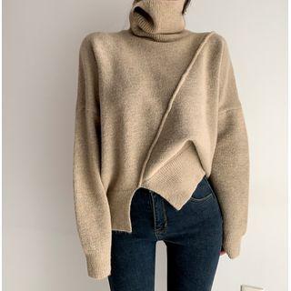 Long Sleeve Mock-neck Split Sweater
