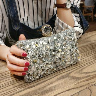 Rhinestone Kiss Lock Clutch