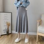Pleated Plain Knit Midi Skirt