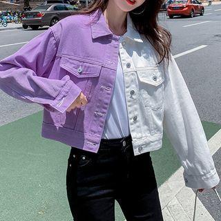 Two-tone Cropped Denim Jacket