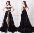 Lace Strapless Evening Gown