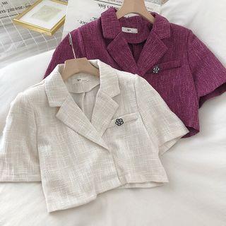 Plain Short-sleeve Crop Blazer