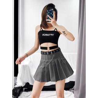 Sleeveless Cutout Lettering Crop Top