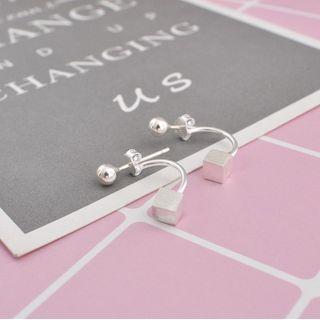 925 Sterling Cube Earring Silver - One Size