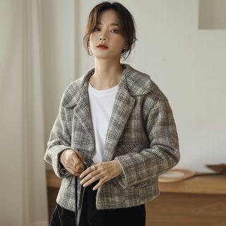 Plaid Buttoned Wool Jacket