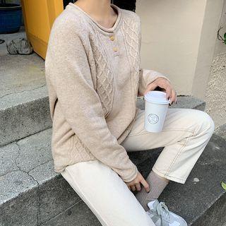 Woolen Cable-knit Henley