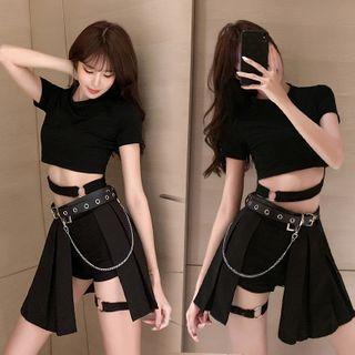 Short-sleeve Crop Top / Undershorts / Skirt / Belt
