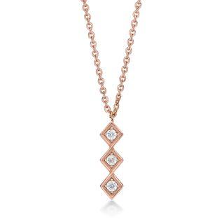 14k Rose Gold Plated Steel Necklace With Square Crystal Pendant Gold - One Size