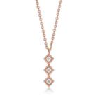 14k Rose Gold Plated Steel Necklace With Square Crystal Pendant Gold - One Size