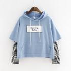 Striped Panel Lettering Hoodie