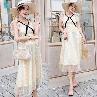 Glittered Star Sleeveless A-line Midi Dress