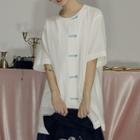 Pocketed Elbow-sleeve Shirt