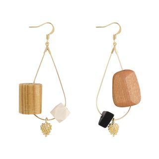 Wooden Bead Drop Hook Earring / Clip-on Earring