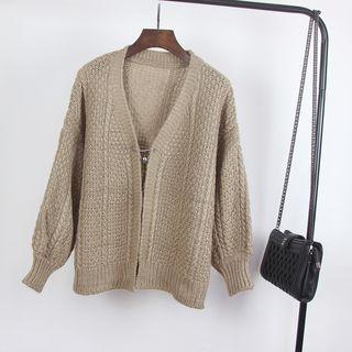 V-neck Open-front Cable Knit Cardigan