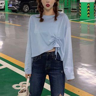 Drawstring Plain Cropped T-shirt