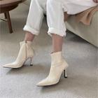 Pointy-toe Flared-heel Ankle Boots