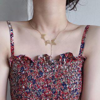 Alloy Butterfly Faux Pearl Pendant Necklace 1 Pc - Gold - One Size
