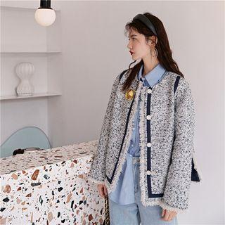 Tweed Side-slit Button Jacket