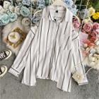 Cold-shoulder Pinstripe Oversize Shirt White - One Size