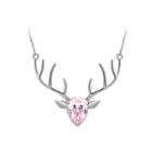 Fashion Deer Necklace With Pink Austrian Element Crystal