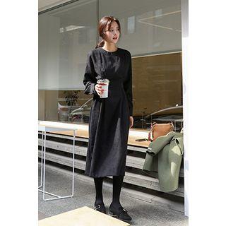 Tie-waist Long Corduroy Dress