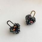 Heart Faux Crystal Earring 1 Pair - Black - One Size
