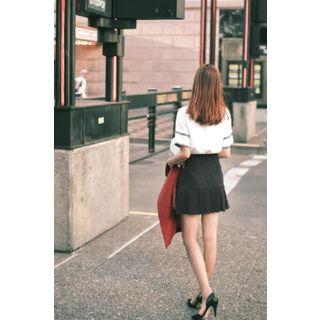 Pleat-hem A-line Mini Skirt