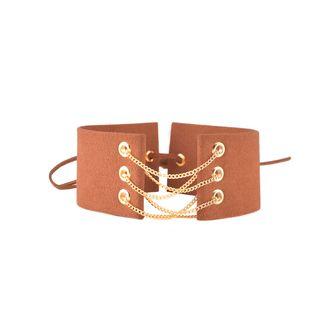 Lace Up Chain Flannel Choker