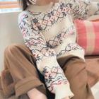 Round Neck Pattern Jacquard Sweater