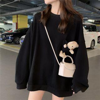 Long-sleeve Plain Sweatshirt With Bear
