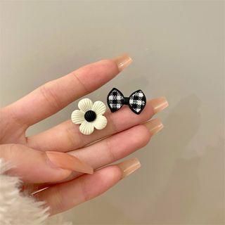 Flower Bow Asymmetrical Earring
