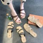 Toe Loop Woven Strap Flat Sandals