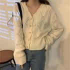 Button-up Eyelet-knit Top
