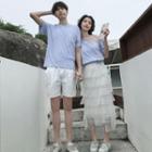 Couple Matching Short-sleeve T-shirt / Shorts / Tiered Midi Skirt