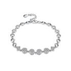925 Sterling Silver Elegant Fashion Romantic Flower Bracelet With Cubic Zircon Silver - One Size