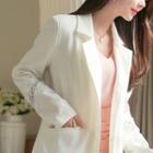 Metallic-button Lace-trim Blazer