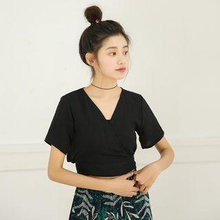 Short-sleeve Wrap Tie-back T-shirt