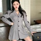 Bow Button-up A-line Mini Blazer